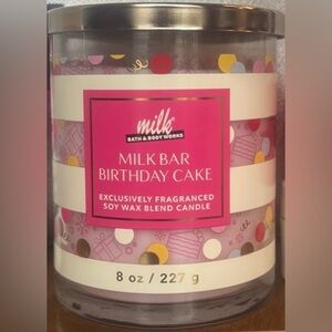 Bath & Body Works Milk Bar Birthday Cake Candle - Pink and Silver